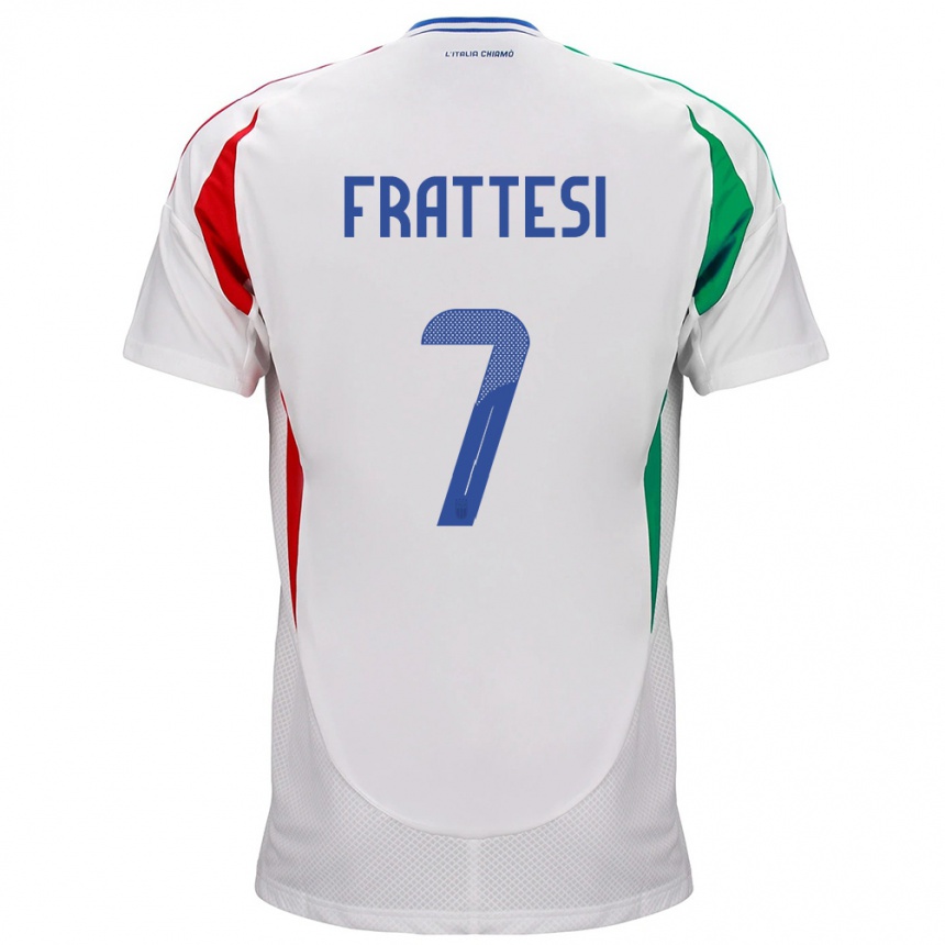 Vaikiškas Italija Davide Frattesi #7 Baltas Išvykos Marškinėliai 24-26 T-Shirt