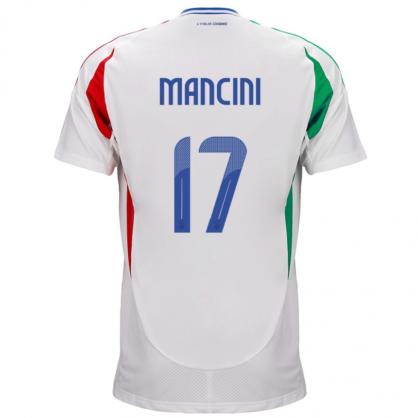 Vaikiškas Italija Gianluca Mancini #17 Baltas Išvykos Marškinėliai 24-26 T-Shirt