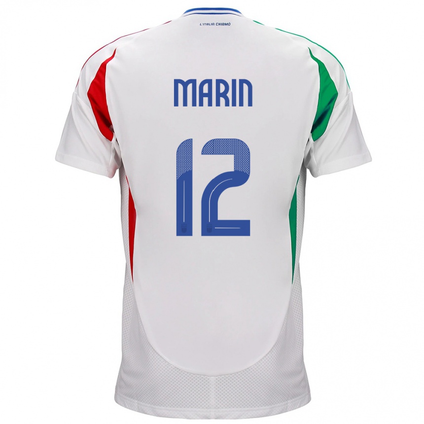 Vaikiškas Italija Renato Marin #12 Baltas Išvykos Marškinėliai 24-26 T-Shirt