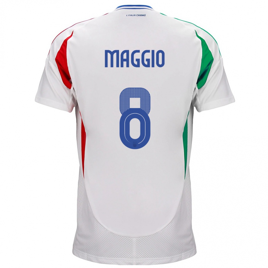 Vaikiškas Italija Luca Di Maggio #8 Baltas Išvykos Marškinėliai 24-26 T-Shirt