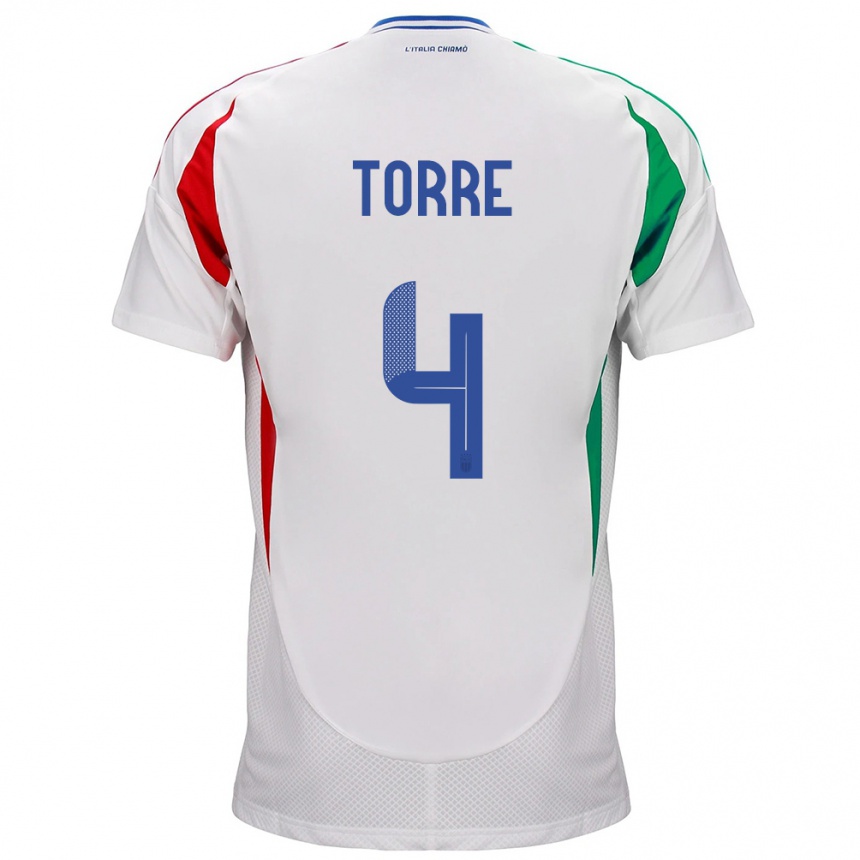 Vaikiškas Italija Pietro La Torre #4 Baltas Išvykos Marškinėliai 24-26 T-Shirt