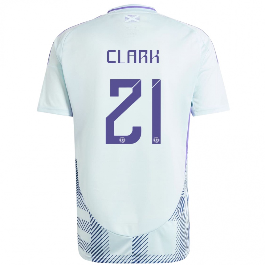 Vaikiškas Škotija Zander Clark #21 Šviesiai Mėtų Mėlyna Išvykos Marškinėliai 24-26 T-Shirt