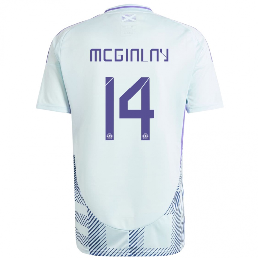 Vaikiškas Škotija Aiden Mcginlay #14 Šviesiai Mėtų Mėlyna Išvykos Marškinėliai 24-26 T-Shirt