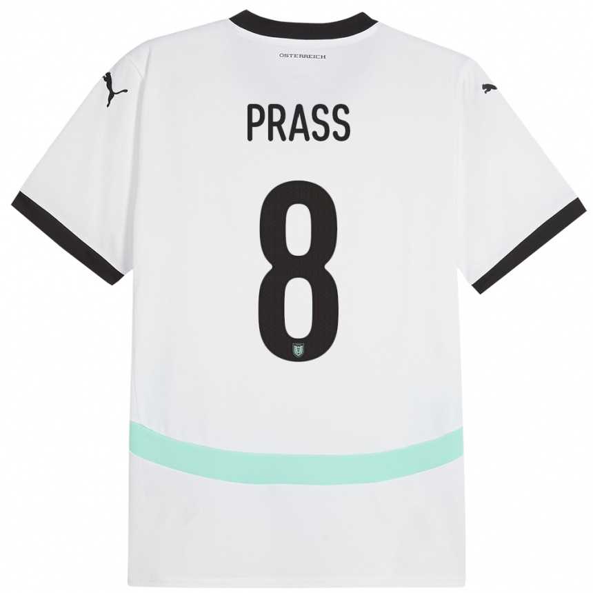 Vaikiškas Austrija Alexander Prass #8 Baltas Išvykos Marškinėliai 24-26 T-Shirt