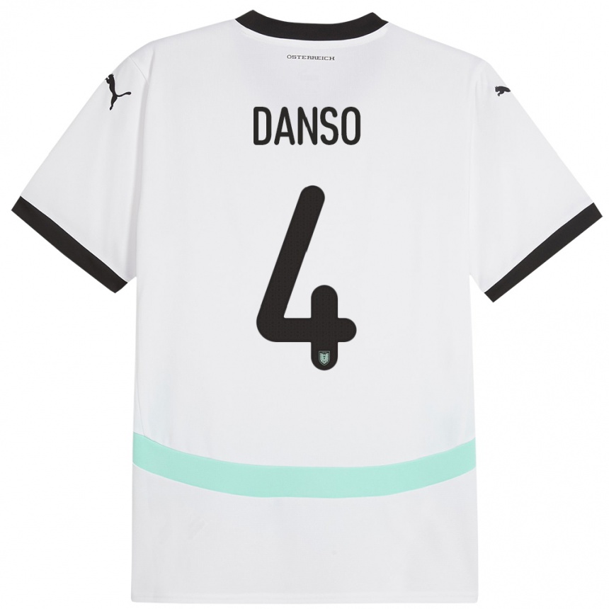 Vaikiškas Austrija Kevin Danso #4 Baltas Išvykos Marškinėliai 24-26 T-Shirt