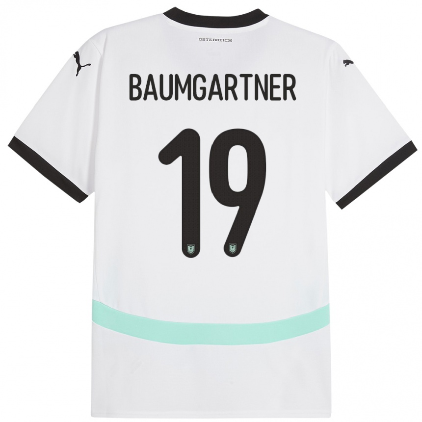 Vaikiškas Austrija Christoph Baumgartner #19 Baltas Išvykos Marškinėliai 24-26 T-Shirt