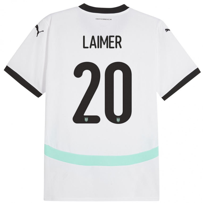 Vaikiškas Austrija Konrad Laimer #20 Baltas Išvykos Marškinėliai 24-26 T-Shirt
