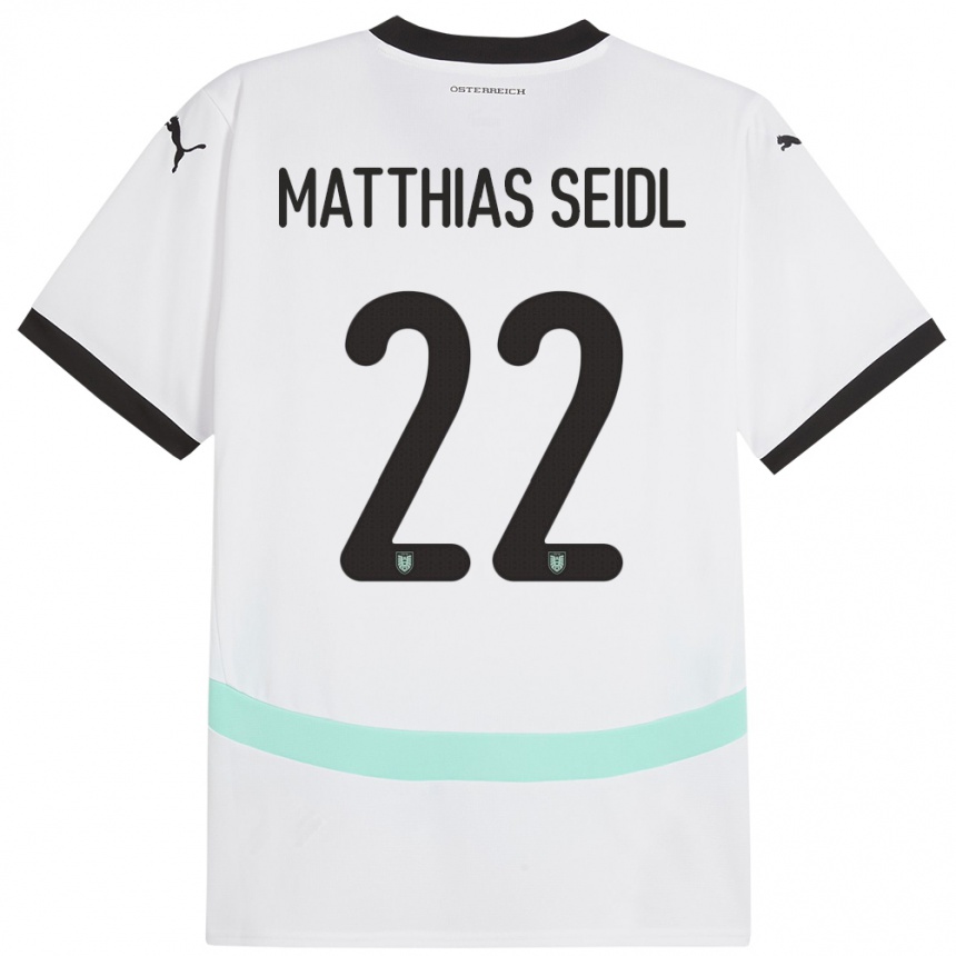 Vaikiškas Austrija Matthias Seidl #22 Baltas Išvykos Marškinėliai 24-26 T-Shirt