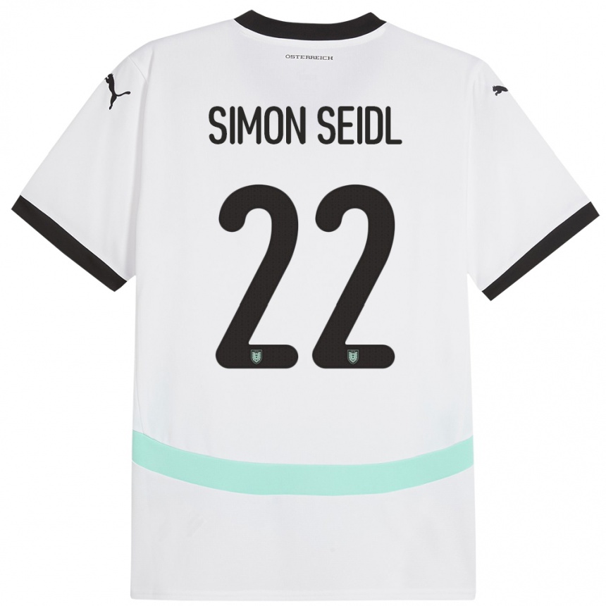 Vaikiškas Austrija Simon Seidl #22 Baltas Išvykos Marškinėliai 24-26 T-Shirt