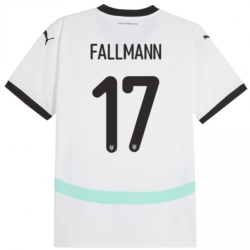 Vaikiškas Austrija Pascal Fallmann #17 Baltas Išvykos Marškinėliai 24-26 T-Shirt