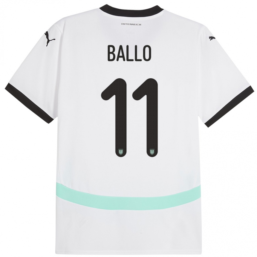 Vaikiškas Austrija Thierno Ballo #11 Baltas Išvykos Marškinėliai 24-26 T-Shirt