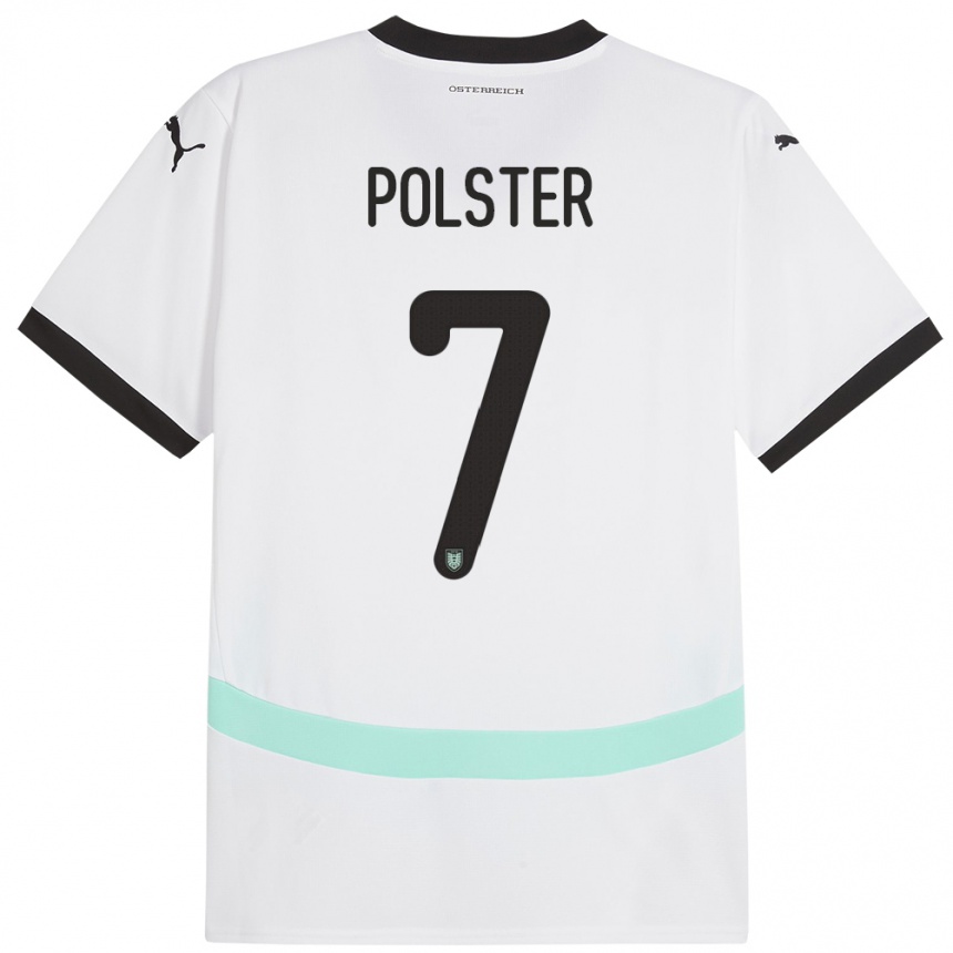 Vaikiškas Austrija Manuel Polster #7 Baltas Išvykos Marškinėliai 24-26 T-Shirt