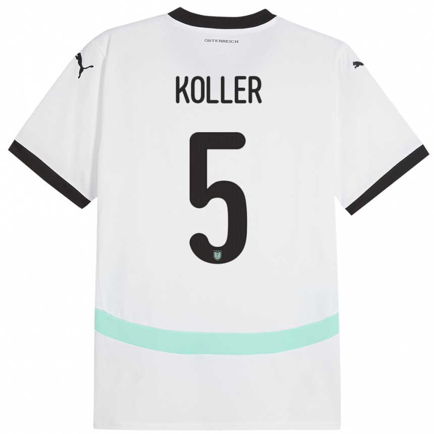 Vaikiškas Austrija Paul Koller #5 Baltas Išvykos Marškinėliai 24-26 T-Shirt