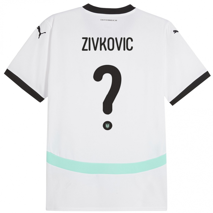 Vaikiškas Austrija Jovan Zivkovic #0 Baltas Išvykos Marškinėliai 24-26 T-Shirt