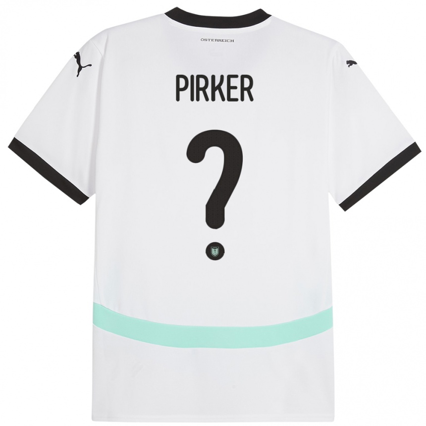 Vaikiškas Austrija Sebastian Pirker #0 Baltas Išvykos Marškinėliai 24-26 T-Shirt