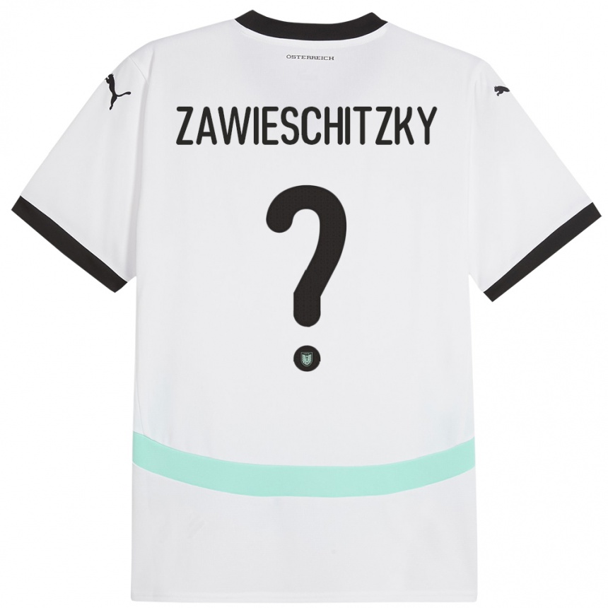 Vaikiškas Austrija Christian Zawieschitzky #0 Baltas Išvykos Marškinėliai 24-26 T-Shirt