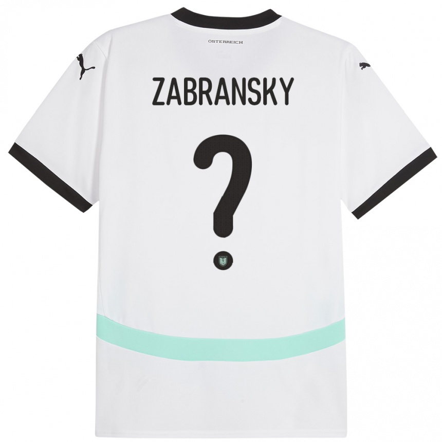 Vaikiškas Austrija Valentin Zabransky #0 Baltas Išvykos Marškinėliai 24-26 T-Shirt