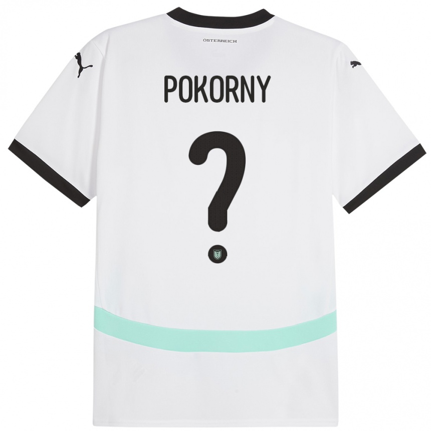 Vaikiškas Austrija Jakob Pokorny #0 Baltas Išvykos Marškinėliai 24-26 T-Shirt