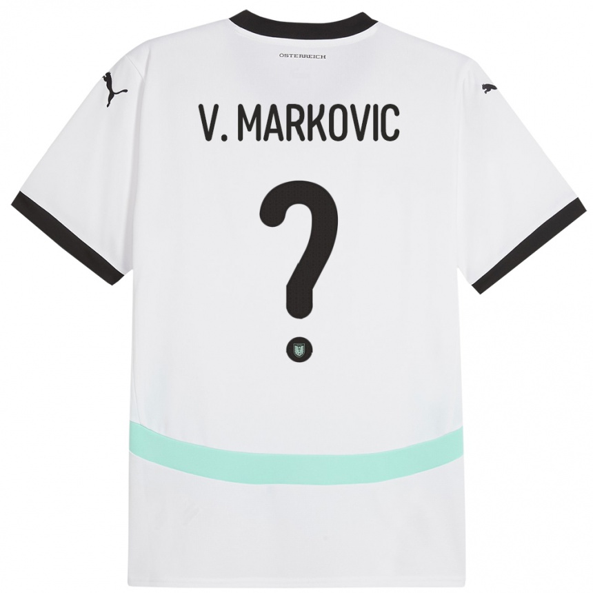 Vaikiškas Austrija Vasilije Markovic #0 Baltas Išvykos Marškinėliai 24-26 T-Shirt