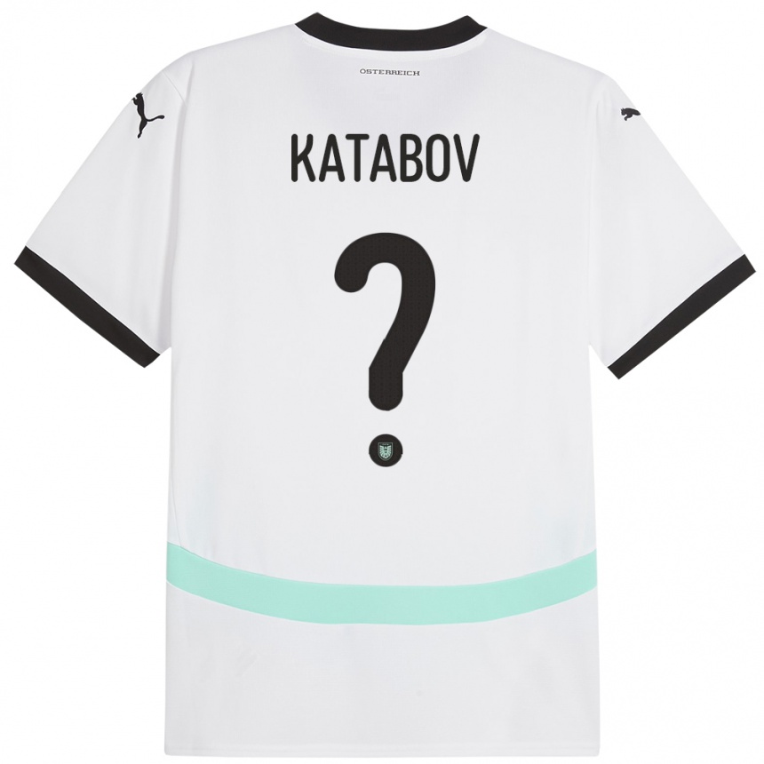 Vaikiškas Austrija Rahman Katabov #0 Baltas Išvykos Marškinėliai 24-26 T-Shirt