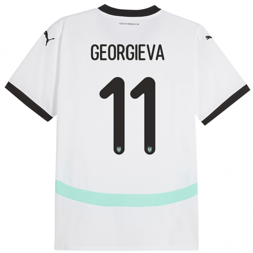 Vaikiškas Austrija Marina Georgieva #11 Baltas Išvykos Marškinėliai 24-26 T-Shirt