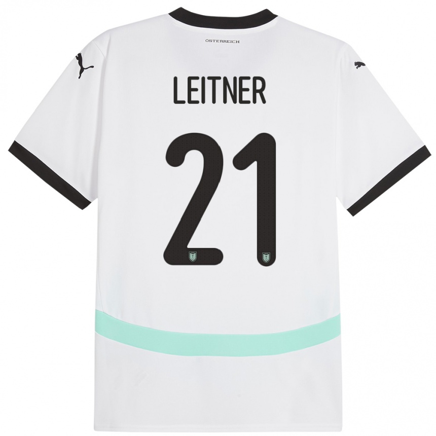 Vaikiškas Austrija Annelie Leitner #21 Baltas Išvykos Marškinėliai 24-26 T-Shirt