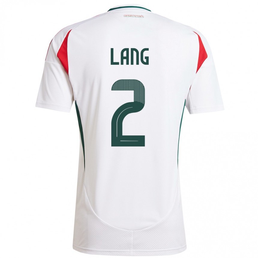 Vaikiškas Vengrija Ádám Lang #2 Baltas Išvykos Marškinėliai 24-26 T-Shirt