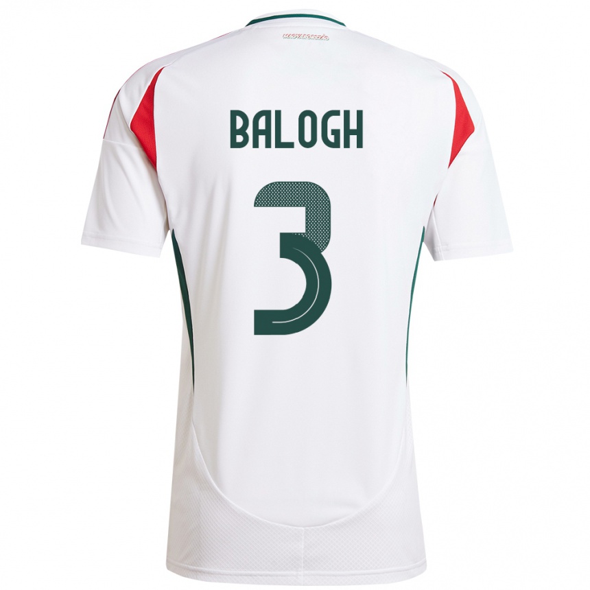 Vaikiškas Vengrija Botond Balogh #3 Baltas Išvykos Marškinėliai 24-26 T-Shirt