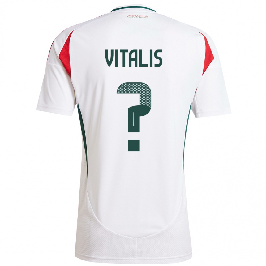 Vaikiškas Vengrija Milán Vitális #0 Baltas Išvykos Marškinėliai 24-26 T-Shirt