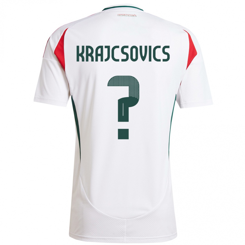 Vaikiškas Vengrija Ábel Krajcsovics #0 Baltas Išvykos Marškinėliai 24-26 T-Shirt