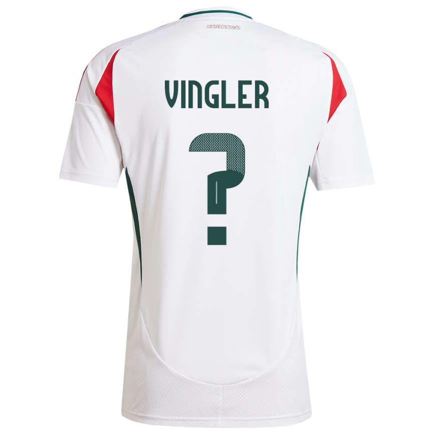 Vaikiškas Vengrija László Vingler #0 Baltas Išvykos Marškinėliai 24-26 T-Shirt