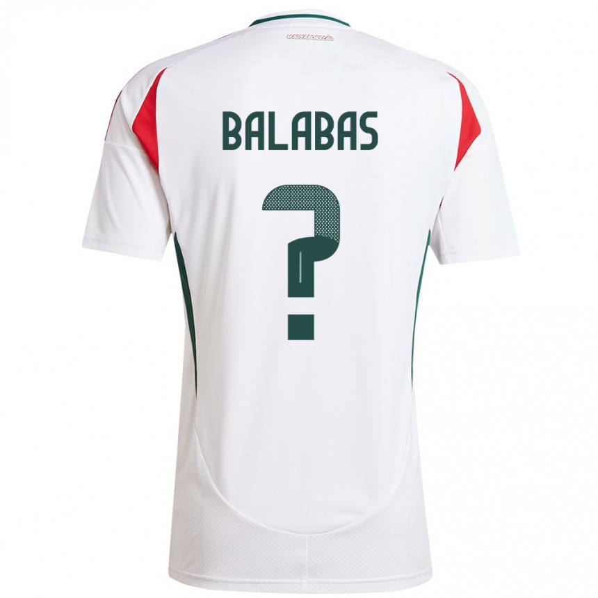 Vaikiškas Vengrija Bence Balabás #0 Baltas Išvykos Marškinėliai 24-26 T-Shirt