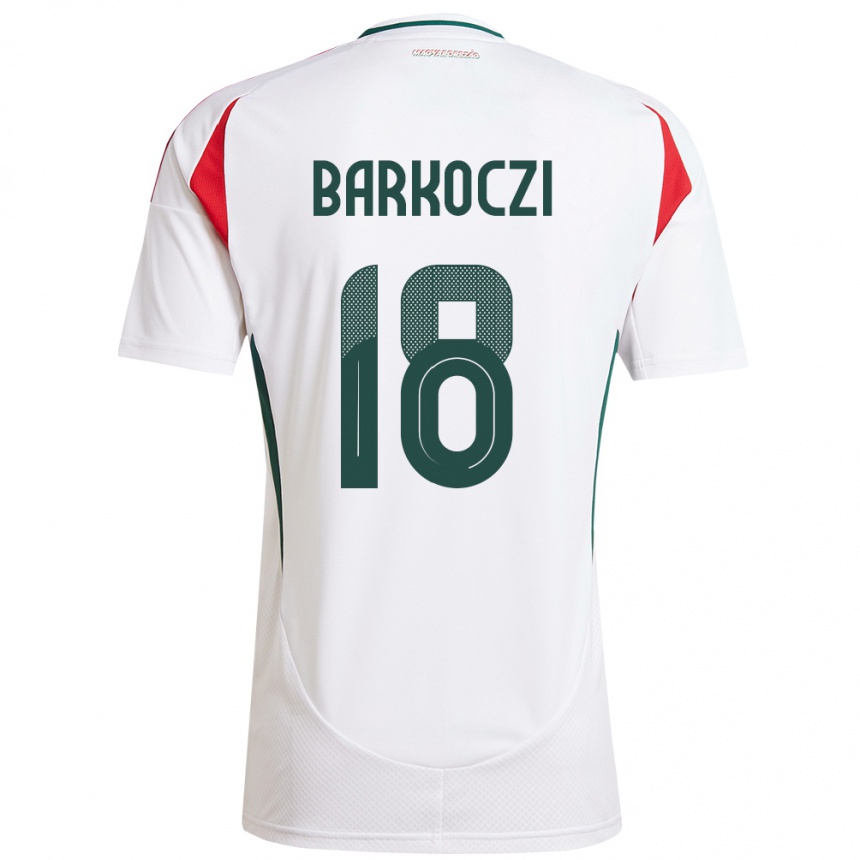 Vaikiškas Vengrija Barnabás Barkóczi #18 Baltas Išvykos Marškinėliai 24-26 T-Shirt