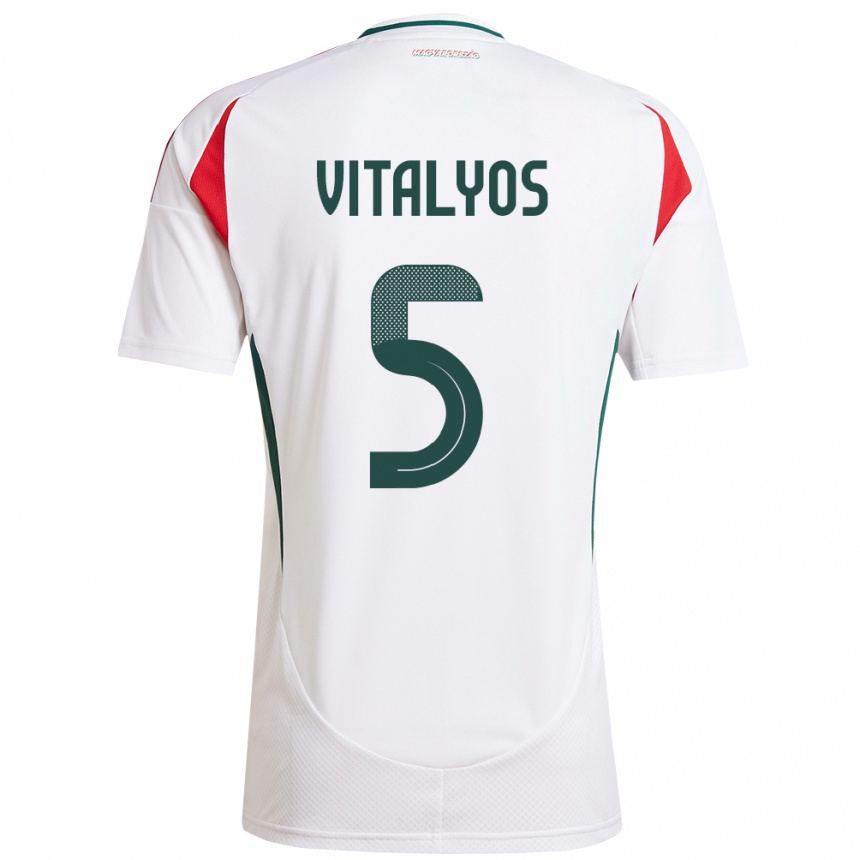 Vaikiškas Vengrija Viktor Vitályos #5 Baltas Išvykos Marškinėliai 24-26 T-Shirt