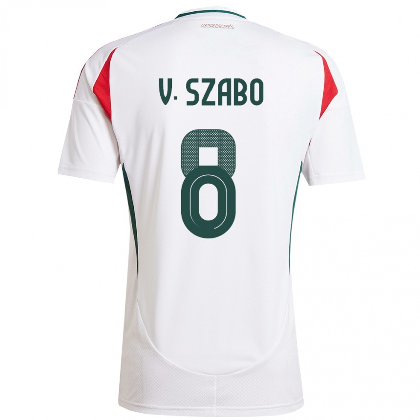 Vaikiškas Vengrija Viktória Szabó #8 Baltas Išvykos Marškinėliai 24-26 T-Shirt