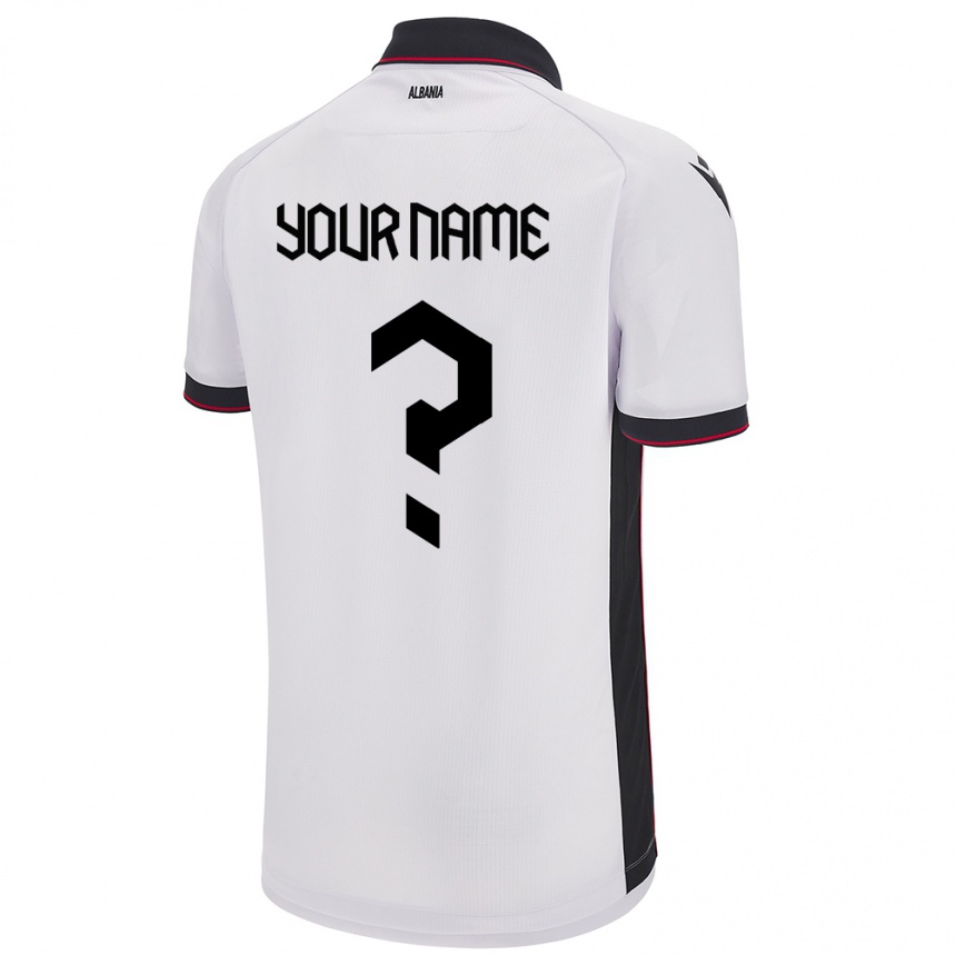 Vaikiškas Albanija Jūsų Vardas #0 Baltas Išvykos Marškinėliai 24-26 T-Shirt