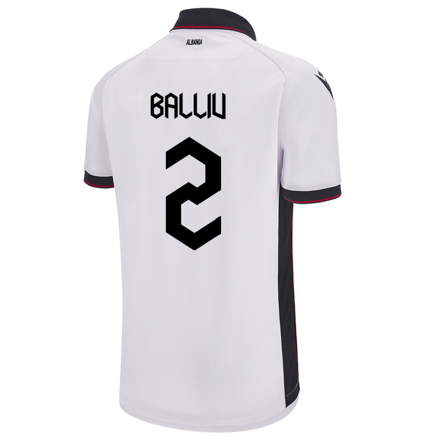 Vaikiškas Albanija Iván Balliu #2 Baltas Išvykos Marškinėliai 24-26 T-Shirt