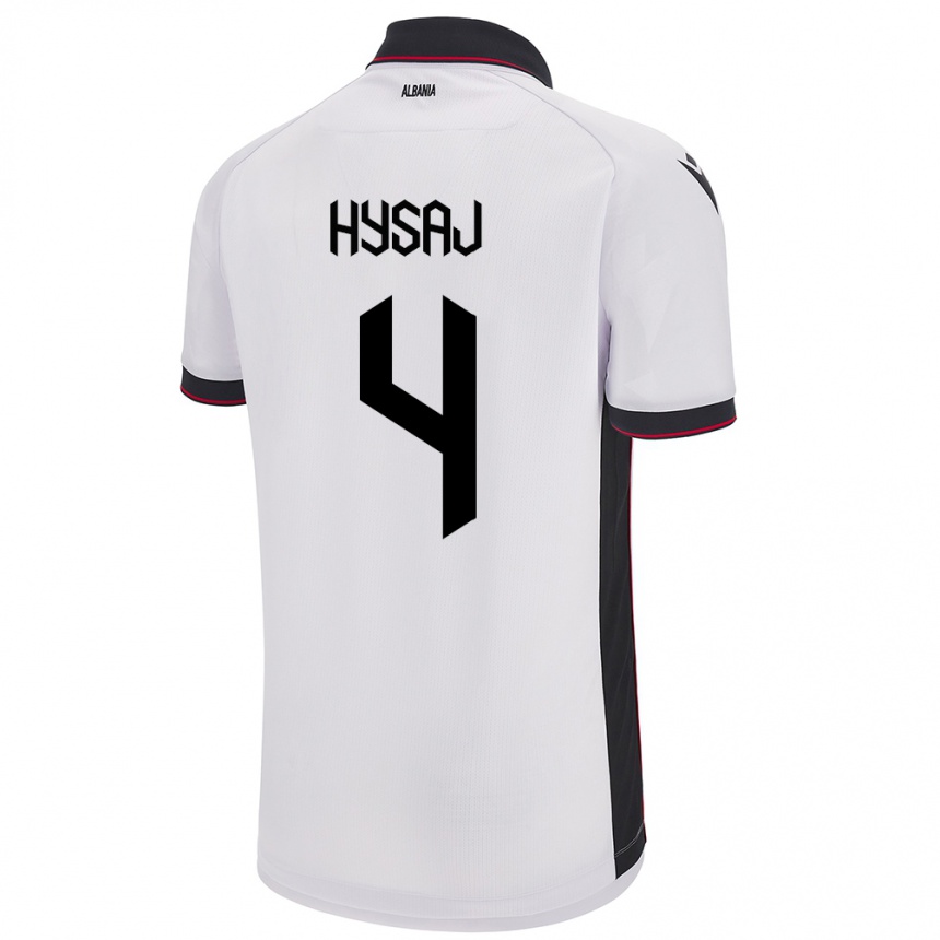 Vaikiškas Albanija Elseid Hysaj #4 Baltas Išvykos Marškinėliai 24-26 T-Shirt