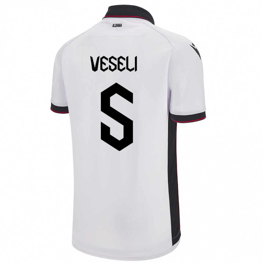 Vaikiškas Albanija Frédéric Veseli #5 Baltas Išvykos Marškinėliai 24-26 T-Shirt