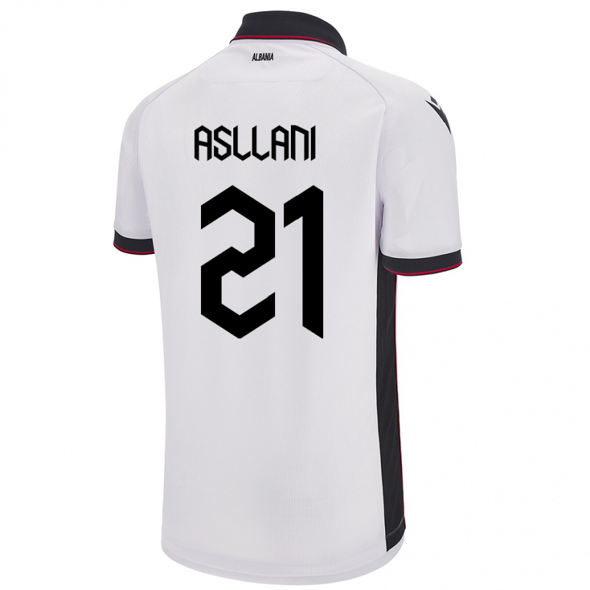 Vaikiškas Albanija Kristjan Asllani #21 Baltas Išvykos Marškinėliai 24-26 T-Shirt