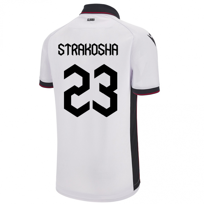 Vaikiškas Albanija Thomas Strakosha #23 Baltas Išvykos Marškinėliai 24-26 T-Shirt