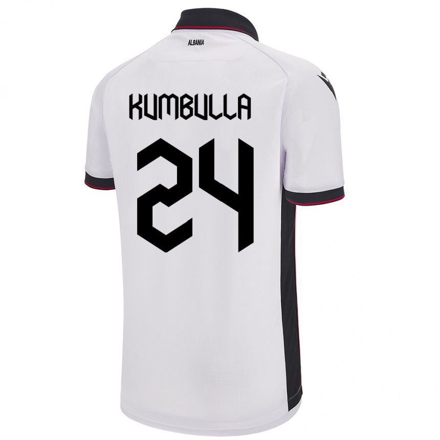 Vaikiškas Albanija Marash Kumbulla #24 Baltas Išvykos Marškinėliai 24-26 T-Shirt