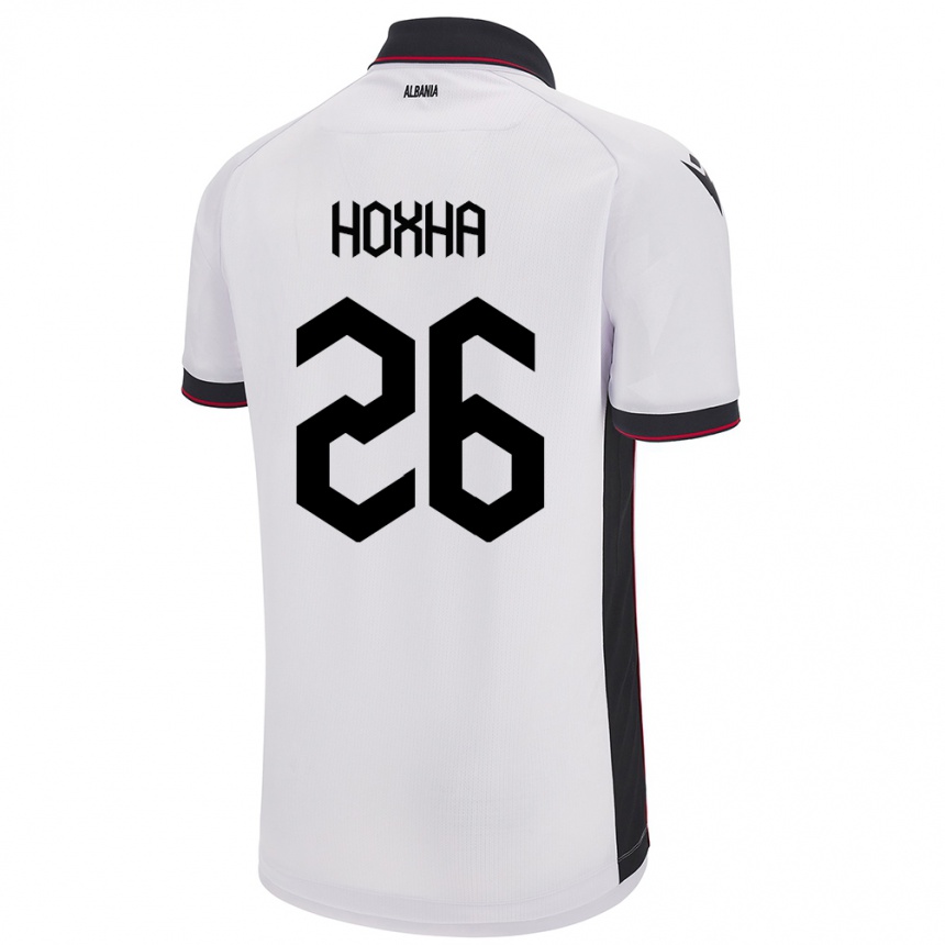 Vaikiškas Albanija Arbër Hoxha #26 Baltas Išvykos Marškinėliai 24-26 T-Shirt