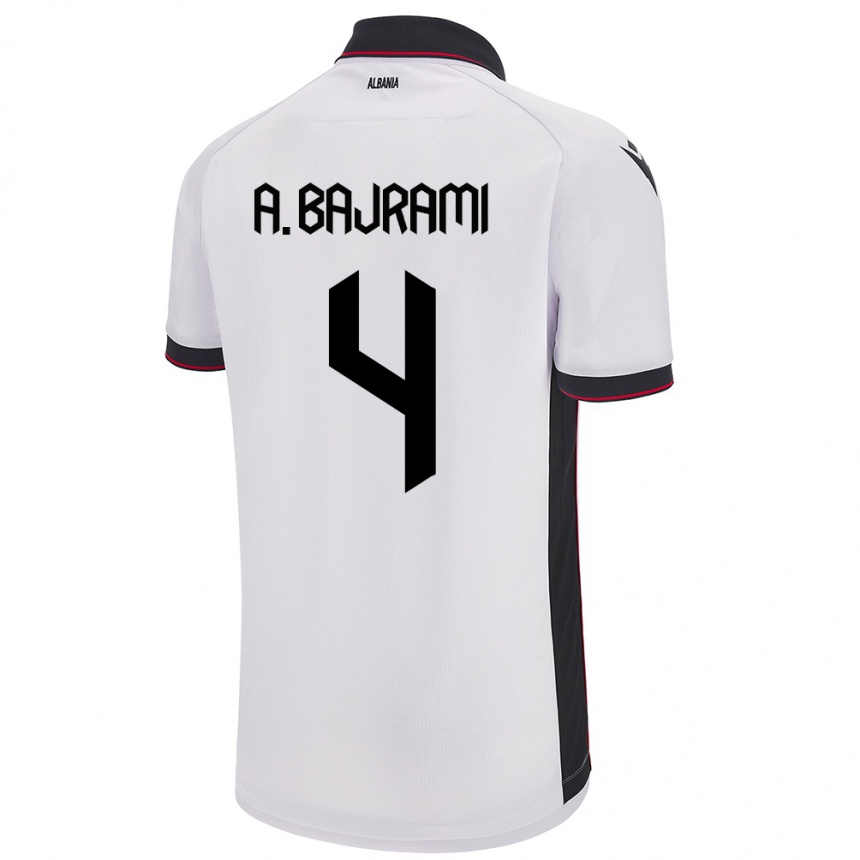 Vaikiškas Albanija Adrian Bajrami #4 Baltas Išvykos Marškinėliai 24-26 T-Shirt