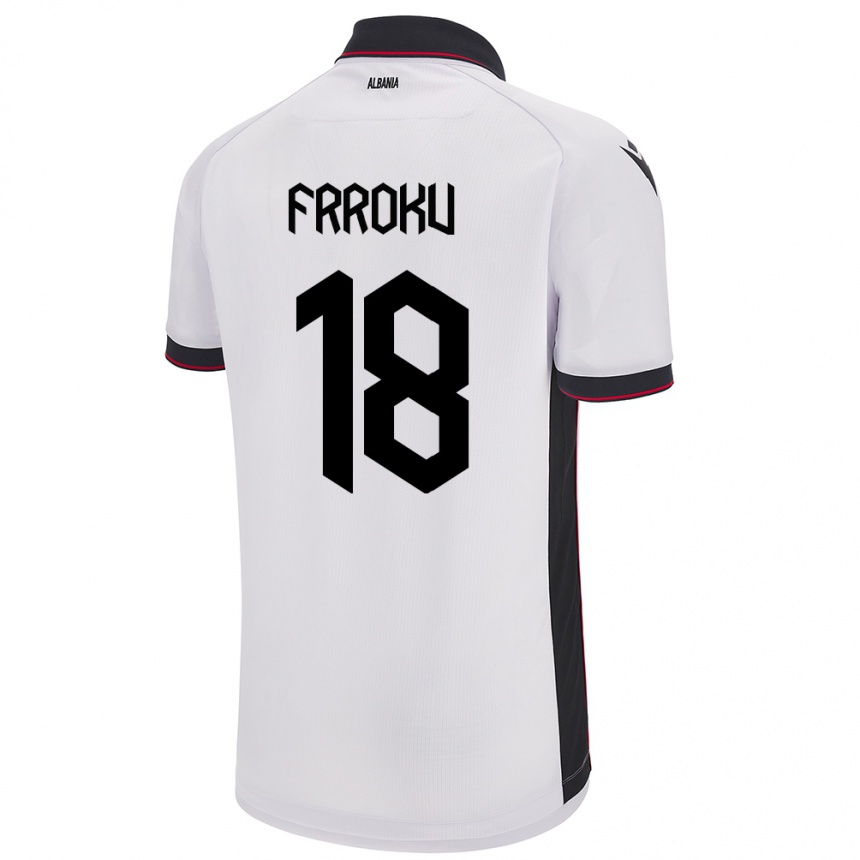 Vaikiškas Albanija Leandro Frroku #18 Baltas Išvykos Marškinėliai 24-26 T-Shirt