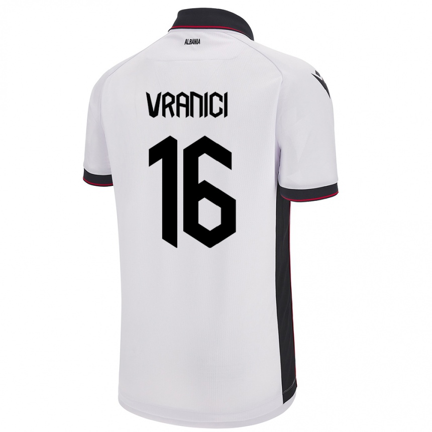 Vaikiškas Albanija Dean Vranici #16 Baltas Išvykos Marškinėliai 24-26 T-Shirt