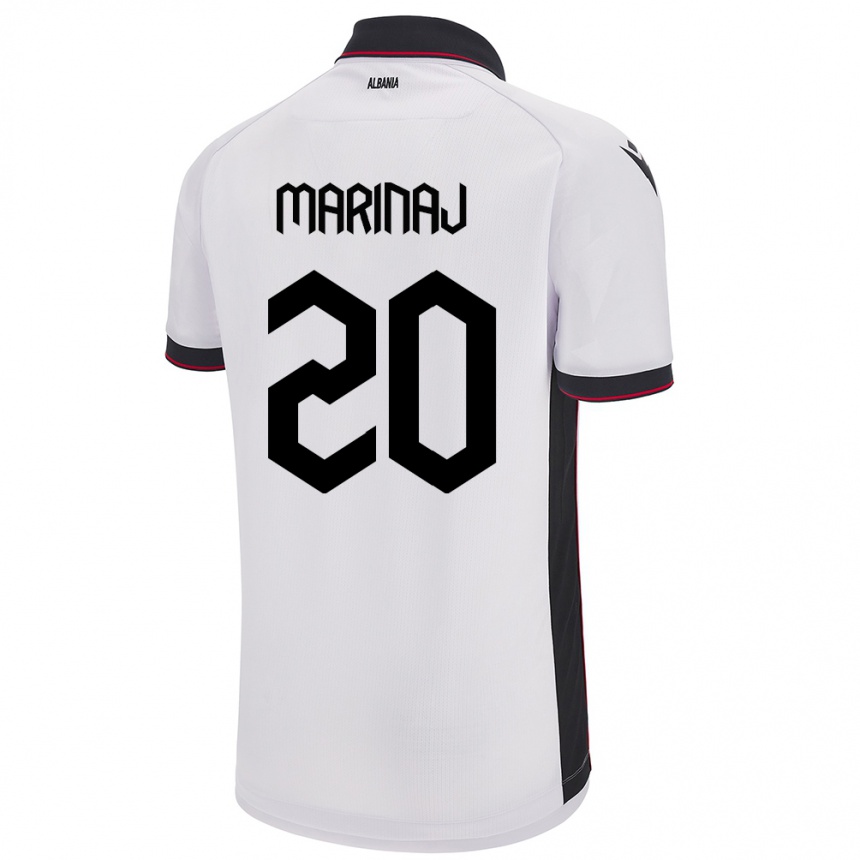 Vaikiškas Albanija Kledi Marinaj #20 Baltas Išvykos Marškinėliai 24-26 T-Shirt