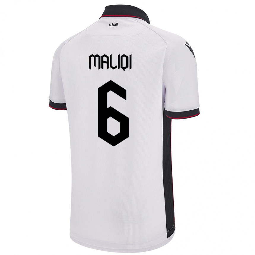 Vaikiškas Albanija Sara Maliqi #6 Baltas Išvykos Marškinėliai 24-26 T-Shirt