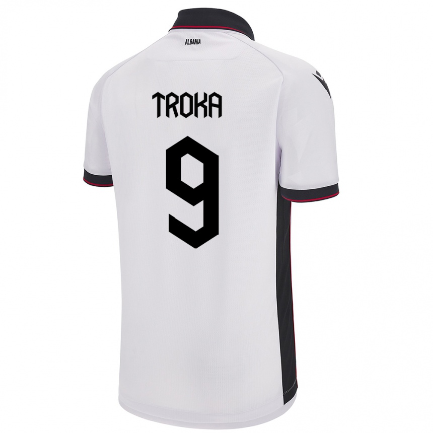 Vaikiškas Albanija Valentina Troka #9 Baltas Išvykos Marškinėliai 24-26 T-Shirt