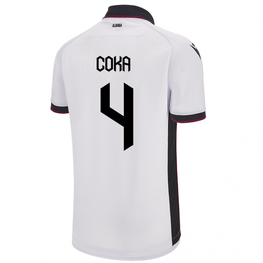 Vaikiškas Albanija Jehona Coka #4 Baltas Išvykos Marškinėliai 24-26 T-Shirt